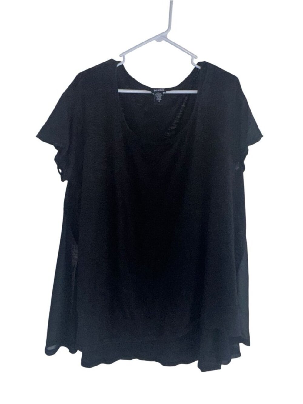 Torrid Womens Sheer Side High Low Top Plus 2X Black Whimsygoth Witchy